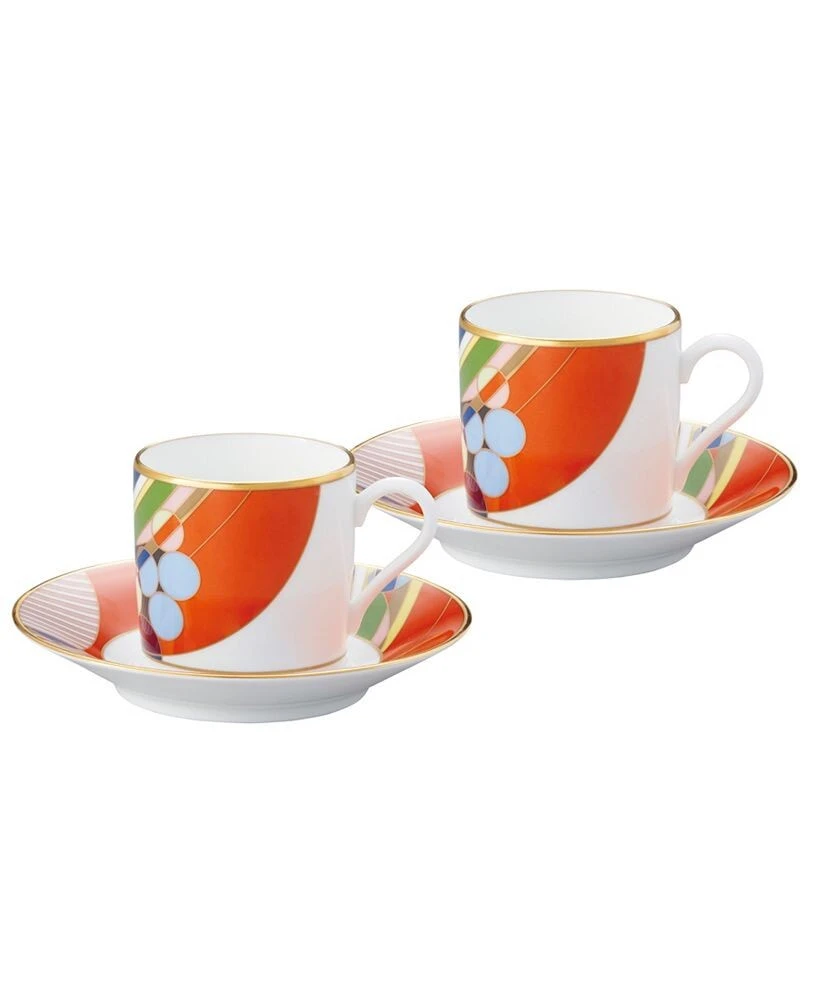 Noritake frank Lloyd Wright March Balloons Set of 2 (4-Pieces) After Dinner Cups, 4 oz. & Saucers