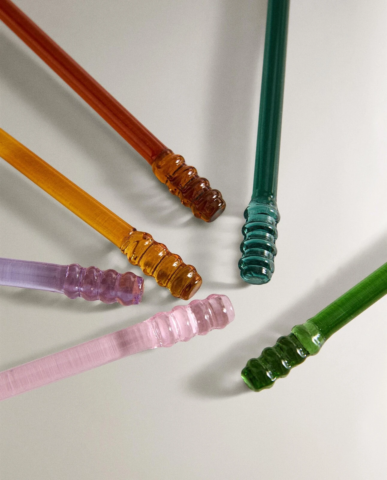 Pack of multicoloured borosilicate glass spoons (pack of 6)