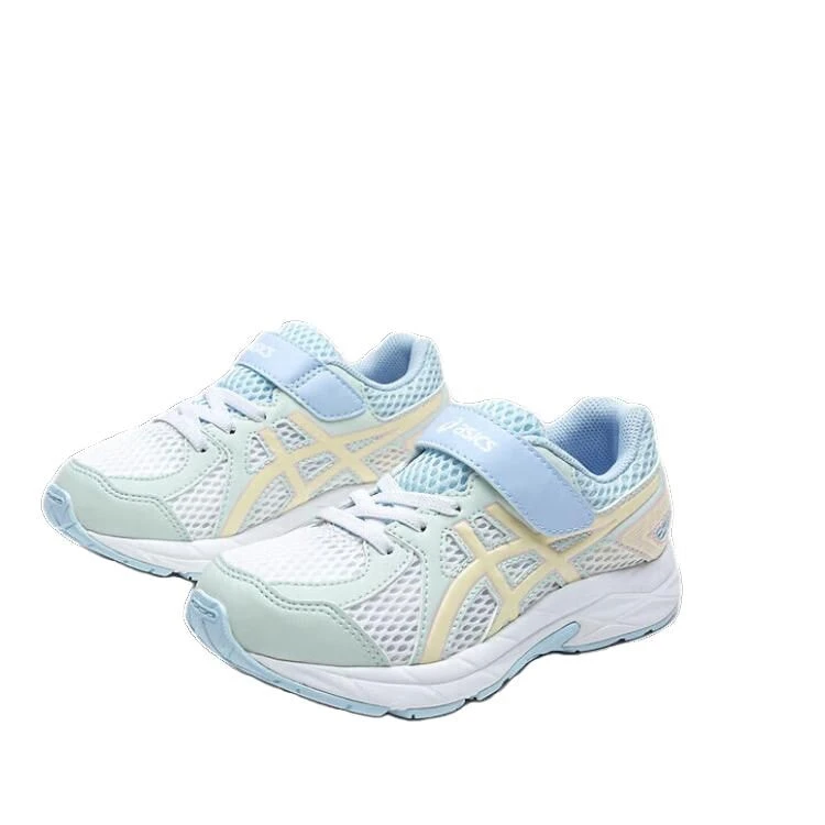 Asics Contend Jog Abrasion Resistant Rebound Breathable Support Low top Kids' Running Shoes White Green Blue Kids