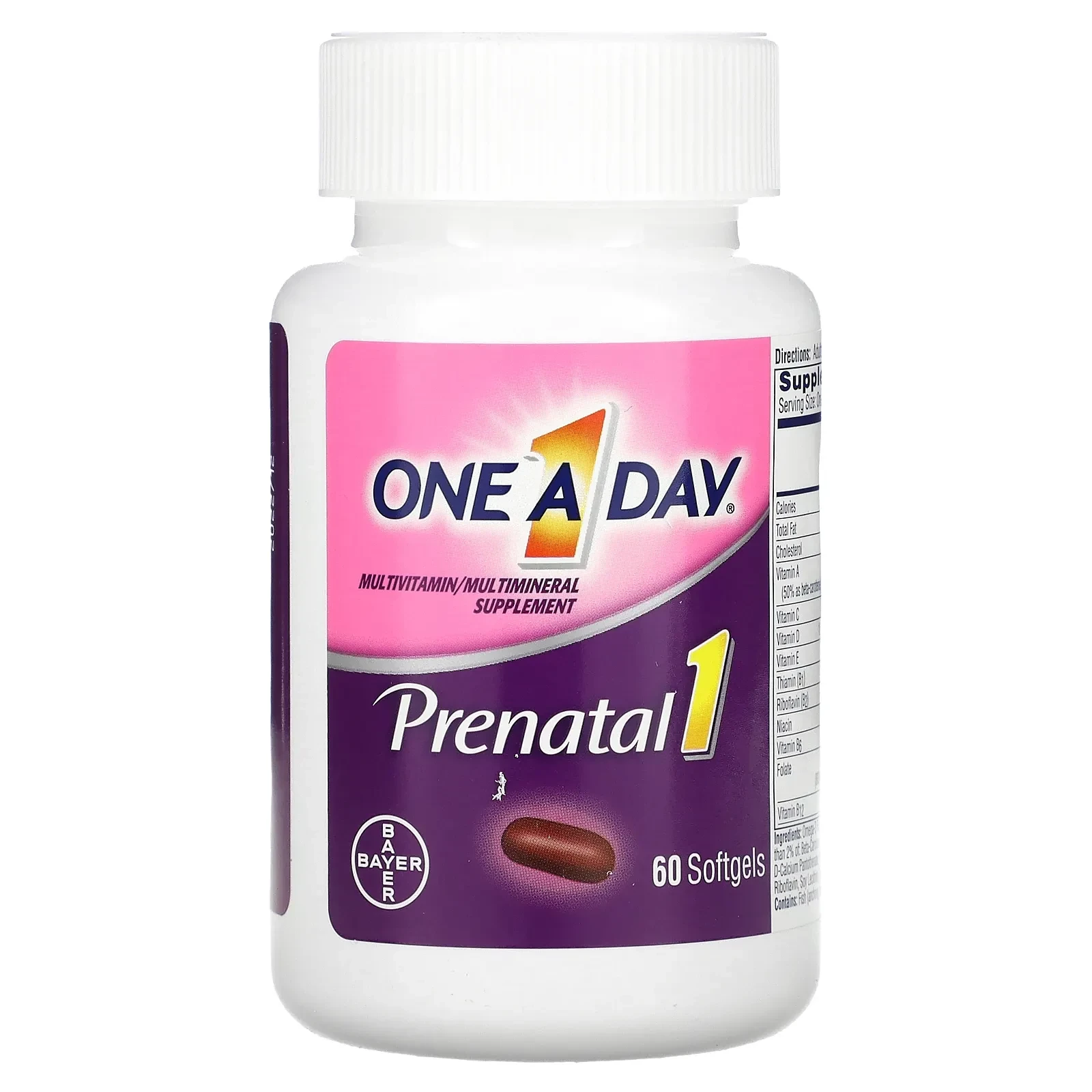 Prenatal 1 with Folic Acid, DHA & Iron, 60 Softgels