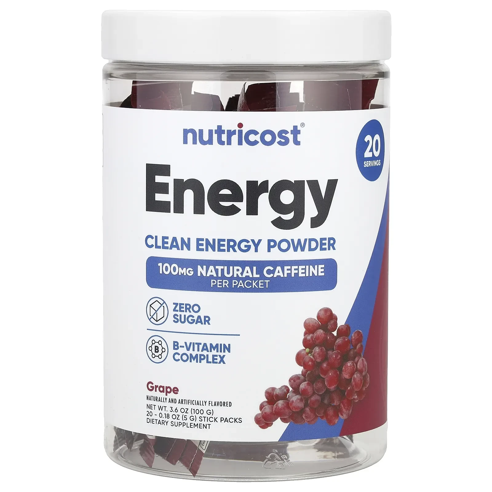 Energy, Clean Energy Powder, Green Apple, 20 Stick Packs, 0.18 oz (5 g) Each