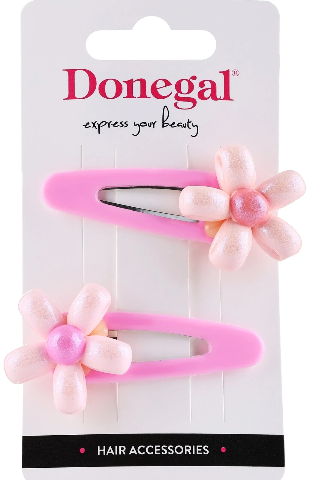 Haarspangen, 2 Stk., FA-5709, Blumen, rosa - Donegal