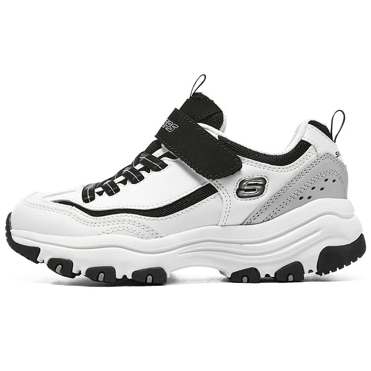 Skechers Abrasion Resistant Low top Kids Lifestyle Shoes Black White Gray Teenagers