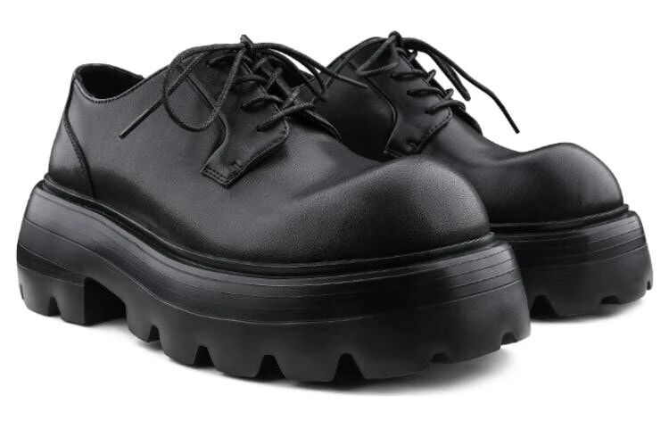 HANQIAORIJI Black Blood Series Height Increasing Derby Shoes Loafers 7cm Unisex Black