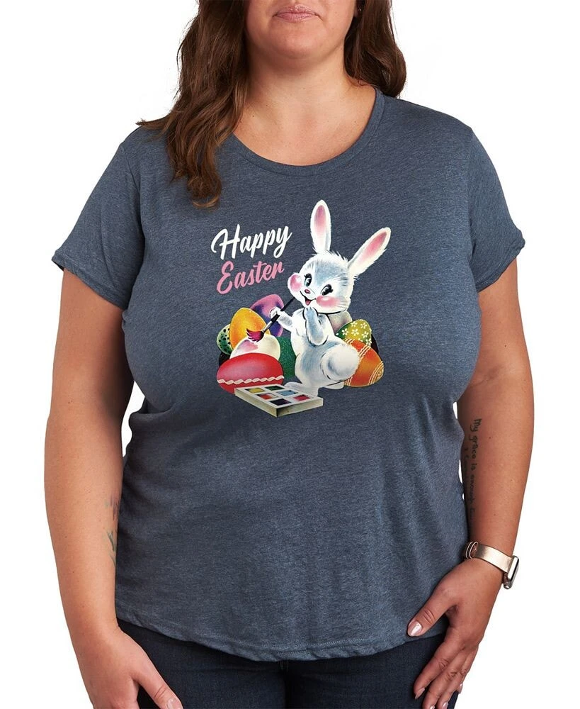 Hybrid Apparel trendy Plus Size Happy Easter Size Graphic Crew Neck T-Shirt