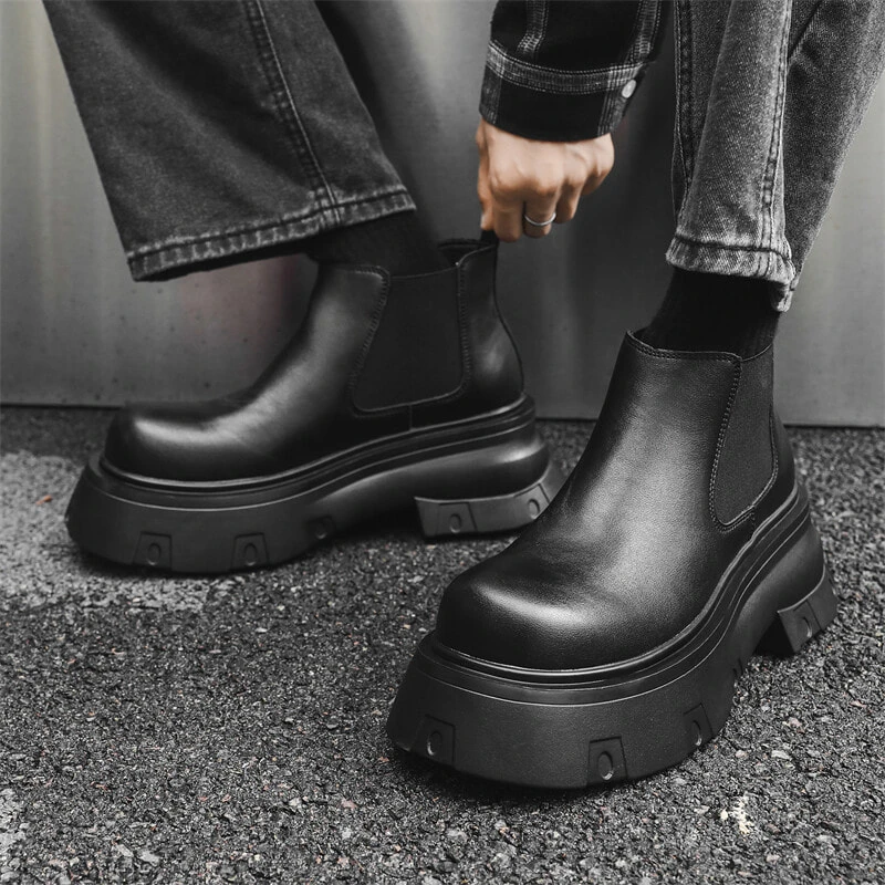 ZHENRAN Platform Ankle Boots Chelsea Boots Men's