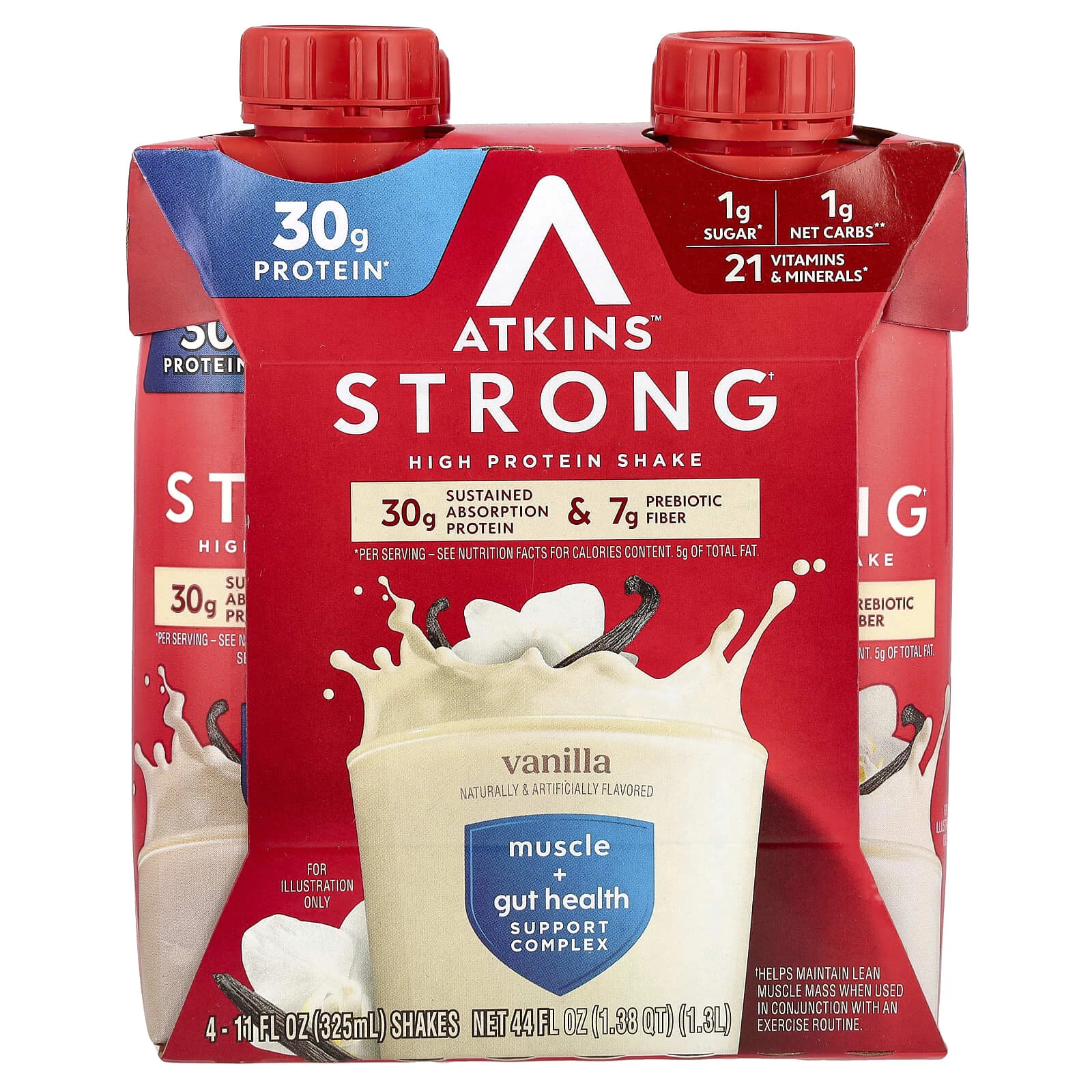 Strong, High Protein Shake, Vanilla , 4 Count, 11 fl oz (325 ml) Each