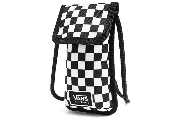 Vans Polyester Cell Phone Pouch Shoulder Bag Crossbody Bag Unisex Black White Checkerboard