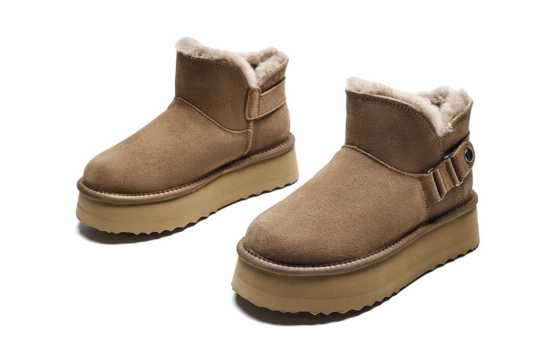 EBLAN Thermal Slip Resistant Ankle Length Snow Boots Women's Olive