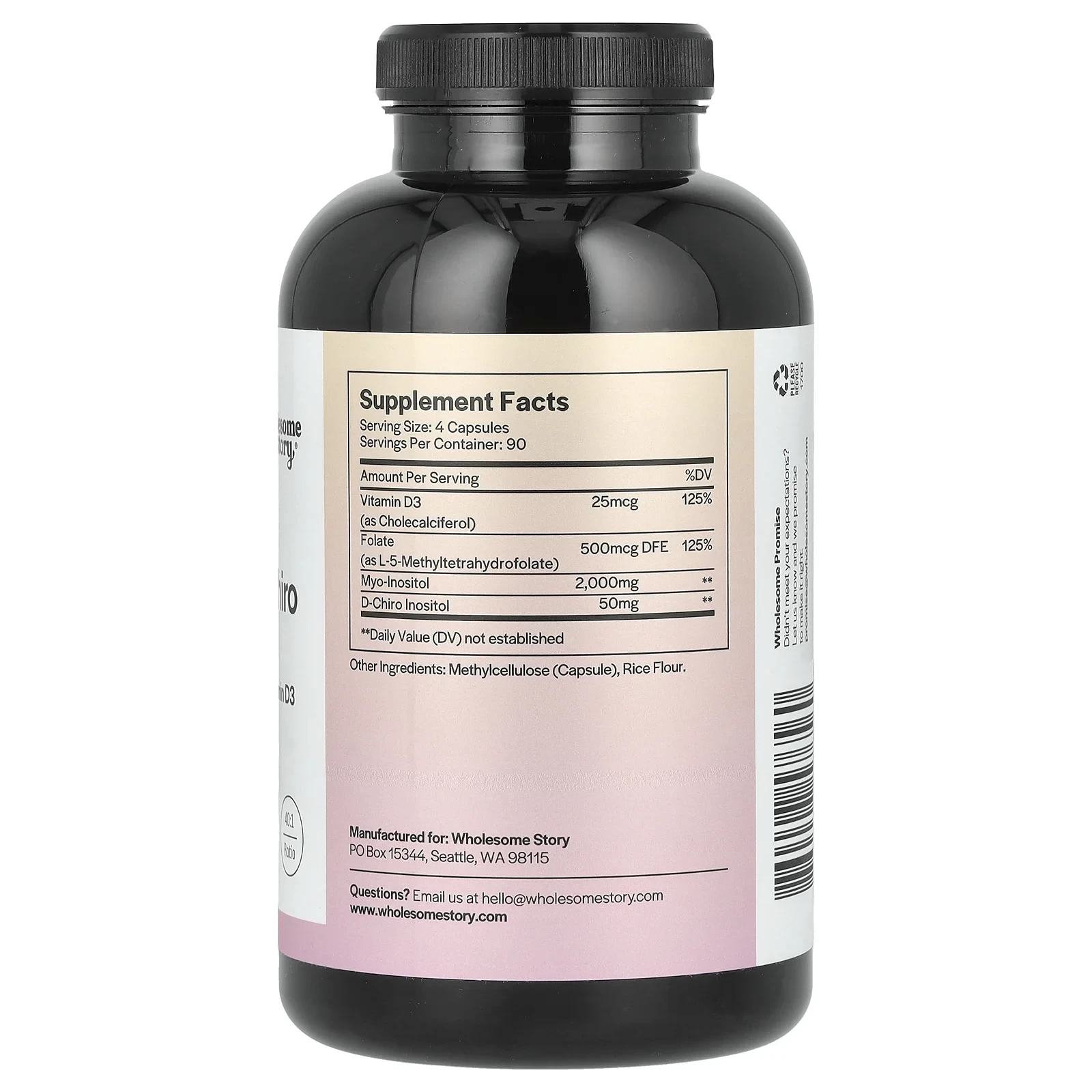 Myo & D-Chiro Inositol with MTHF Folate + Vitamin D3, 120 Vegetarian Capsules