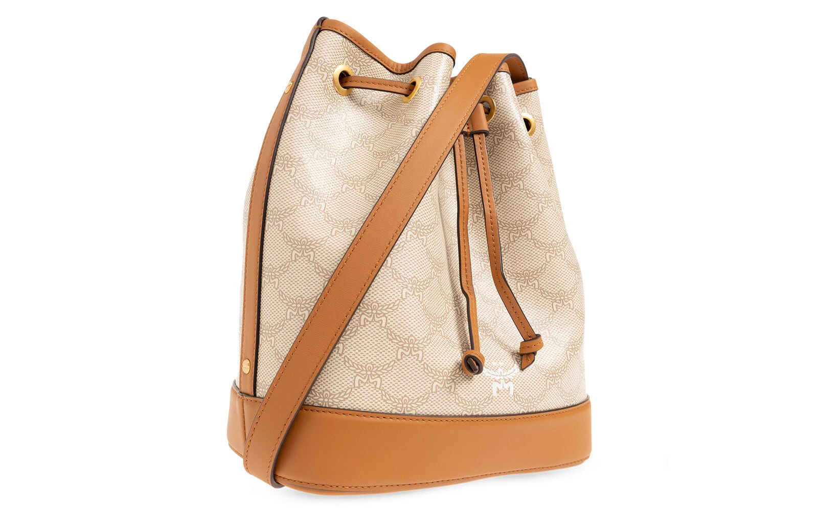MCM Calfskin Leather Bucket Bag, Shoulder Bag, Crossbody Bag Medium Size Women's