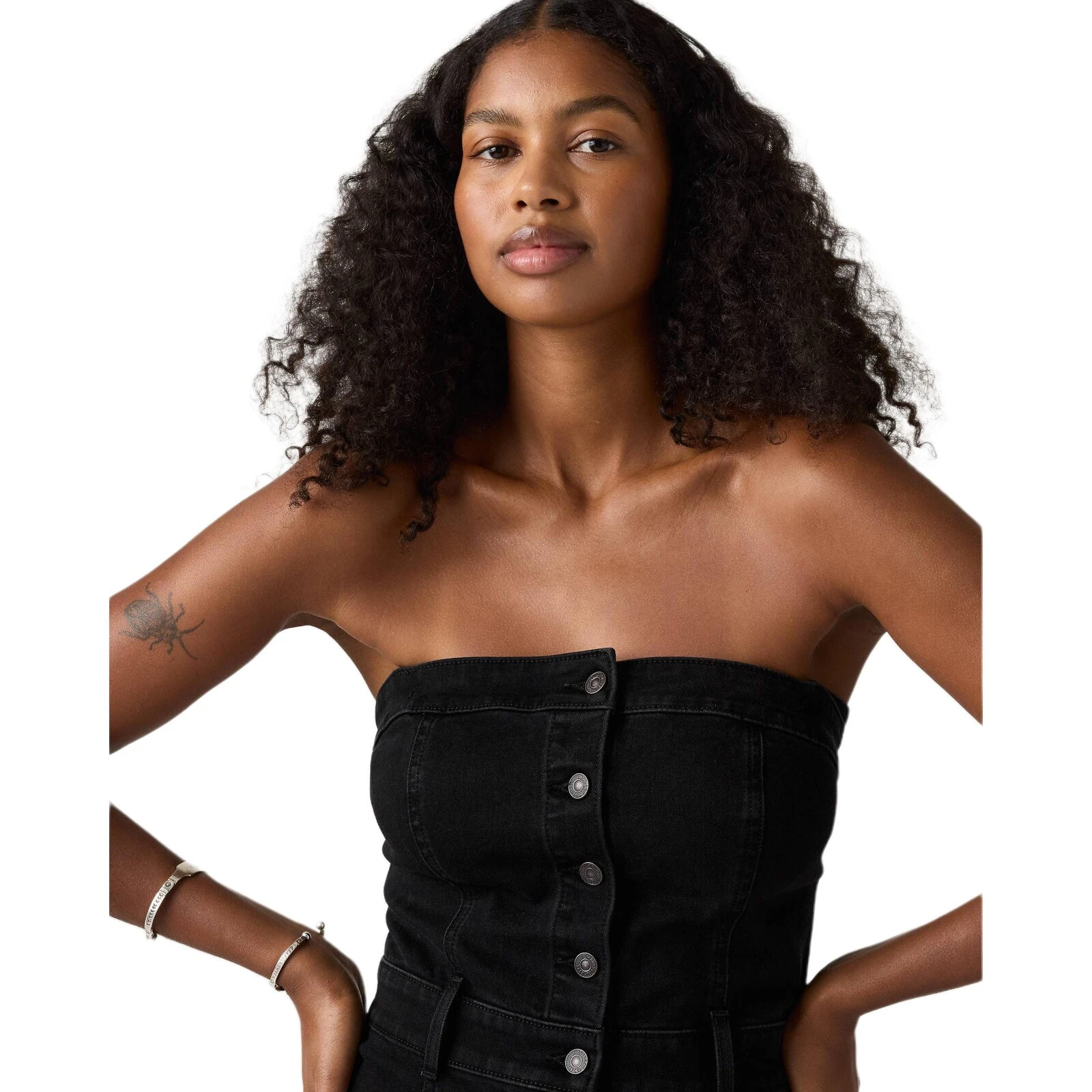 Levis Slip Dresses Women's Black Square Collar Moderate