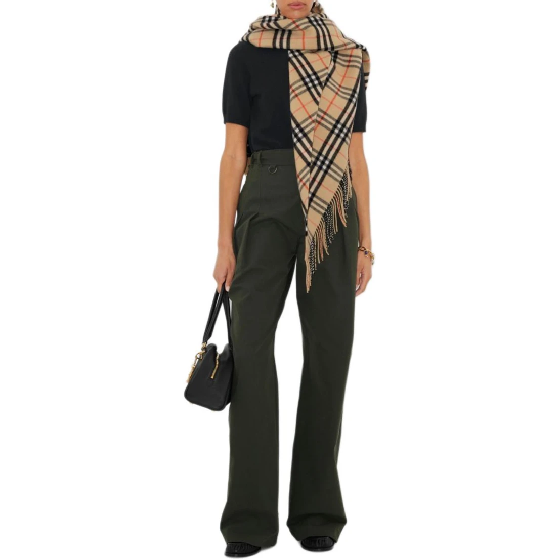 Burberry Checked Fringed Edge Cape