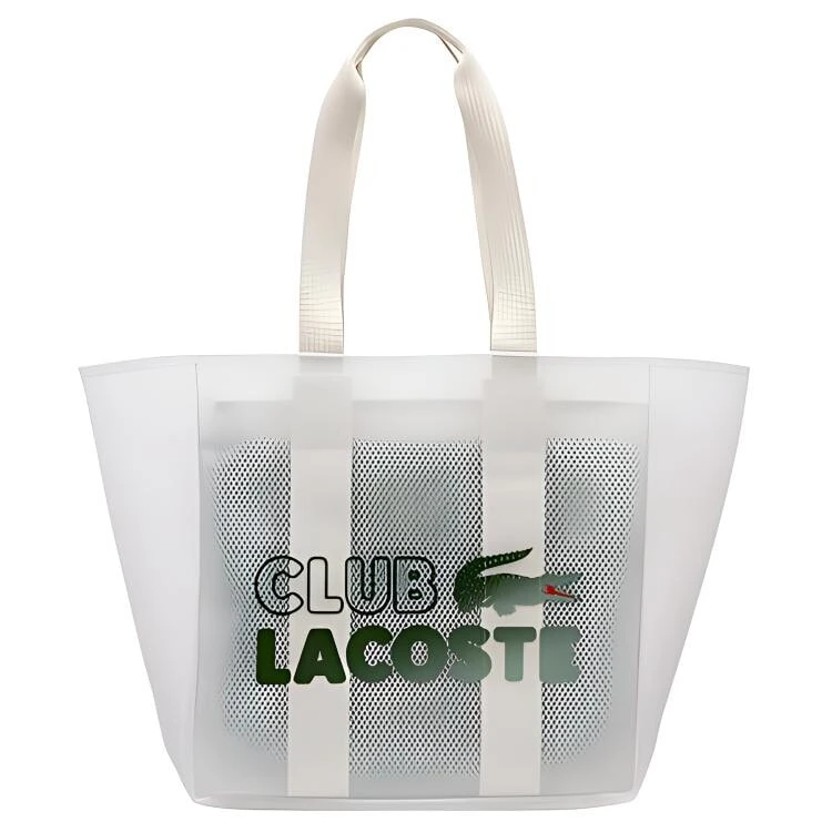 LACOSTE Polyurethane Tote Bag Shopping Bag Handbag Regular Unisex Transparent