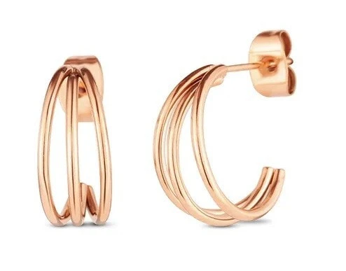 Elegant hoop earrings made of gold-plated steel Elegy Rose Gold