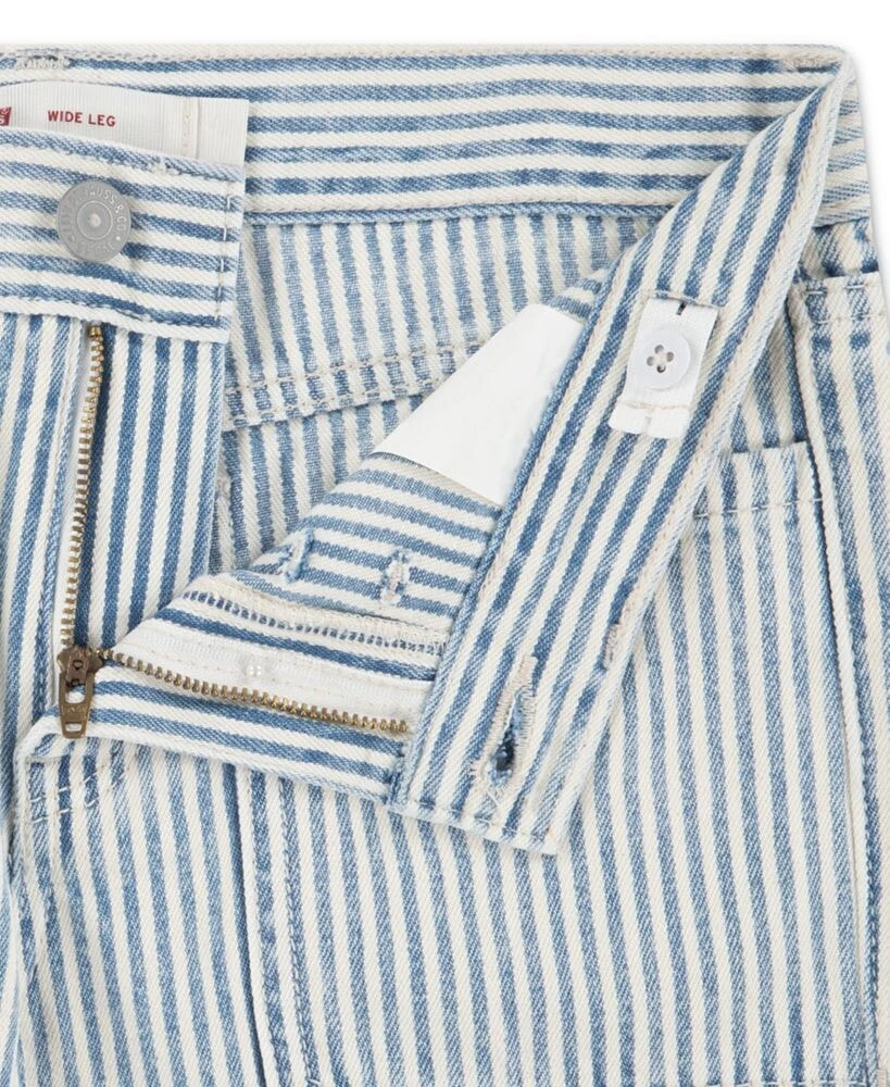 Levi's girls' 7-16 Railroad Striped Wide Leg Jeans