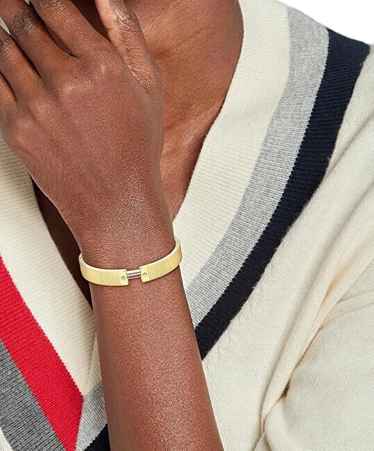 Elegant solid bracelet with crystals Stripes 2781045
